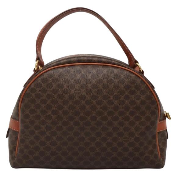 CELINE Macadam Canvas Hand Bag Pvc Leather Brown Gold - Picture 3 of 12